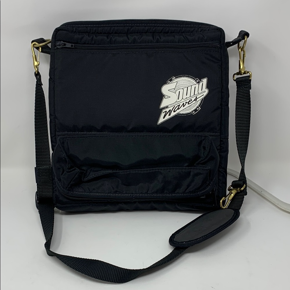 Vintage Sound Waves Black Crossbody Bag - Picture 7 of 8